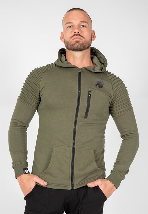 Delta Zipped Hoodie - Army Green - S