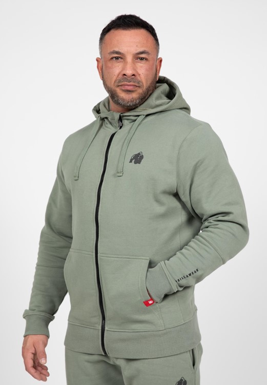 Leon Zipped Hoodie - Green - L