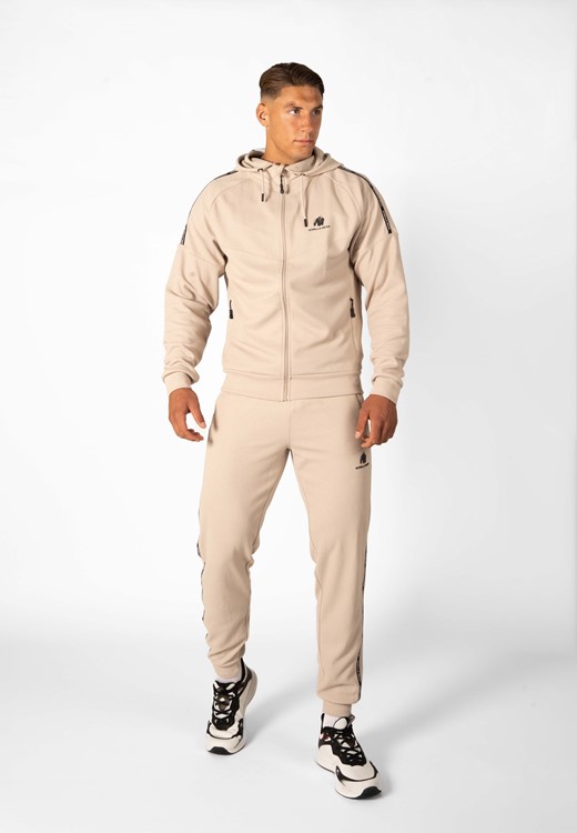 Harvey Hooded Track Jacket - Beige