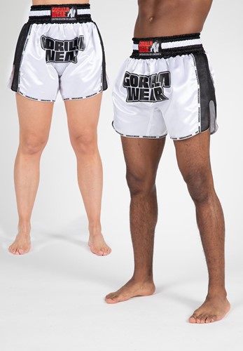 Piru Muay Thai Shorts - White/Black - 2XL