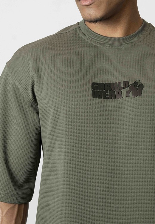 Idaho Oversized Waffle T-Shirt Army Green