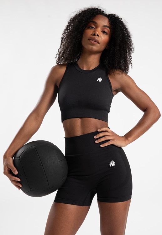 Olivia Seamless Crop Top - Black - M/L