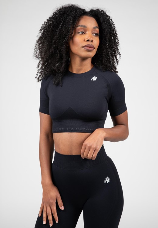 Whitney Seamless Crop Top - Black - XS/S