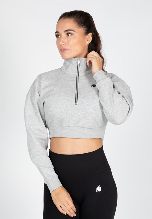 Ocala Cropped Half-Zip Sweatshirt - Gray - S