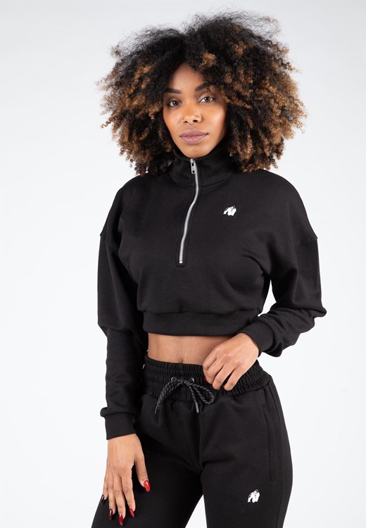 Ocala Cropped Half-Zip Sweatshirt - Black - XL