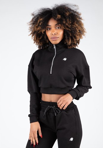 Ocala Cropped Half-Zip Sweatshirt - Black - XS