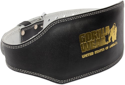 Gorilla Wear 6 Inch Padded Leather Lifting Belt - Black/Gold - 2XL/3XL
