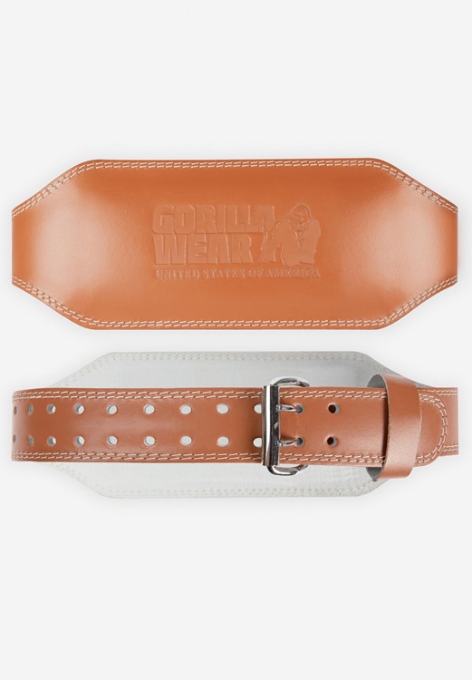 Gorilla Wear 6 Inch Padded Leather Lifting Belt - Brown - L/XL