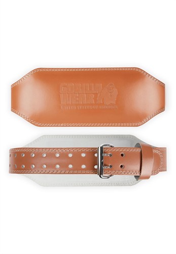 Gorilla Wear 6 Inch Padded Leather Lifting Belt - Brown - S/M