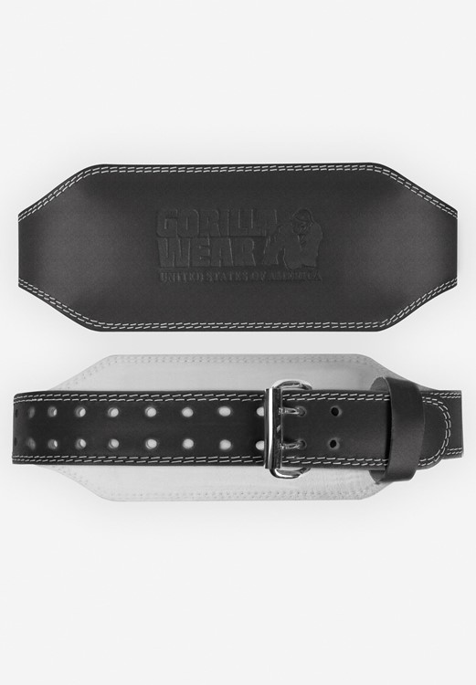Gorilla Wear 6 Inch Padded Leather Lifting Belt - Black/Black - S/M