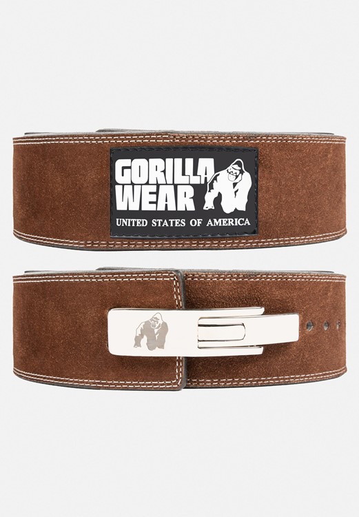 Gorilla Wear 4 Inch Leather Lever Belt - Brown - S/M