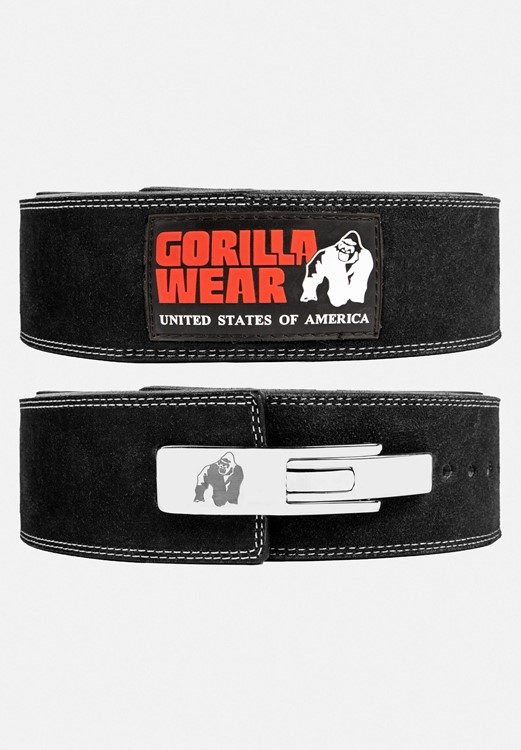 Gorilla Wear 4 Inch Leather Lever Belt - Black - S/M