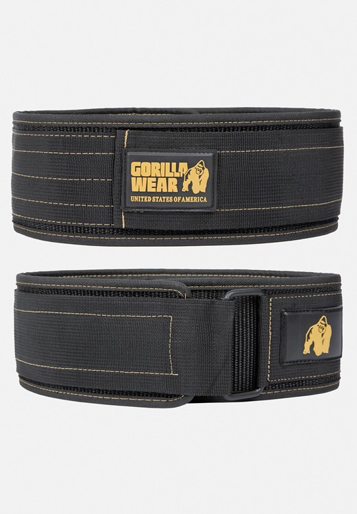 Gorilla Wear 4 Inch Nylon Lifting Belt - Black/Gold - M/L