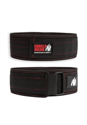 Gorilla Wear 4 Inch Nylon Lifting Belt - Black/Red Stitched - L/XL
