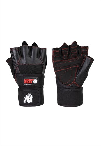 Dallas Wrist Wraps Gloves - Black/Red Stitched - S