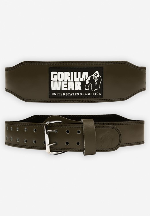 Gorilla Wear 4 Inch Padded Leather Lifting Belt - Army Green - 2XL/3XL
