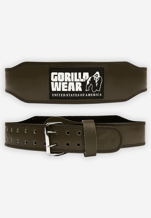 Gorilla Wear 4 Inch Padded Leather Lifting Belt - Army Green - S/M