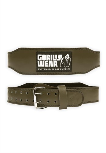 Gorilla Wear 4 Inch Padded Leather Lifting Belt - Army Green - L/XL