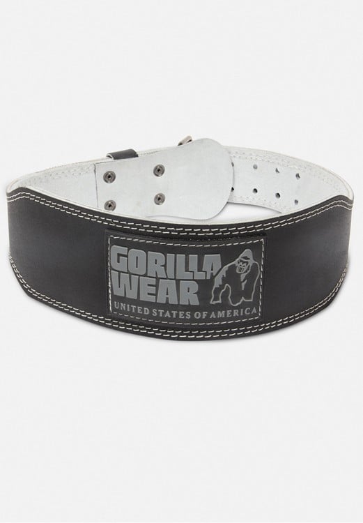 Gorilla Wear 4 Inch Padded Leather Lifting Belt - Black/Gray - L/XL