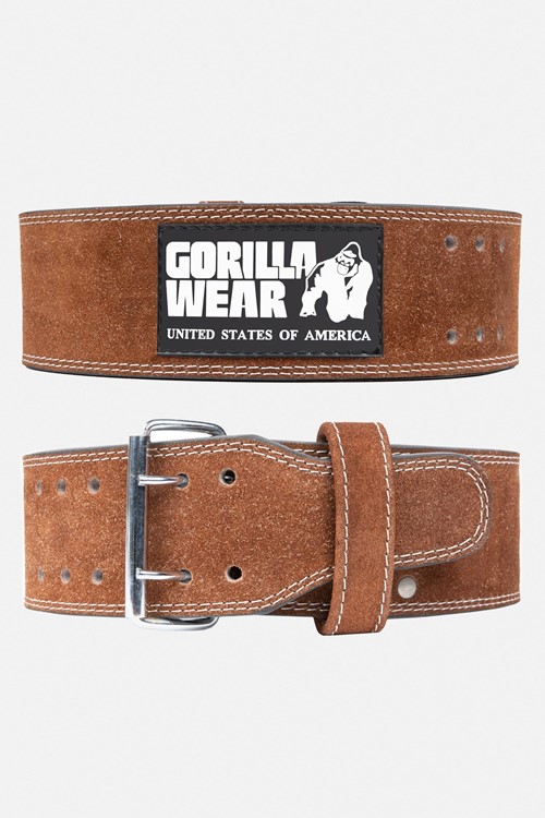 Gorilla Wear 4 Inch Leather Lifting Belt - Brown - L/XL