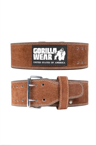 Gorilla Wear 4 Inch Leather Lifting Belt - Brown - L/XL