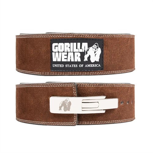 Gorilla Wear 4 Inch Leather Lever Belt - Brown - L/XL