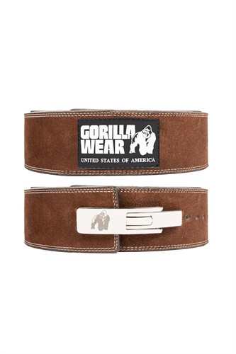 Gorilla Wear 4 Inch Leather Lever Belt - Brown - L/XL