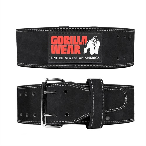 Gorilla Wear 4 Inch Leather Lifting Belt - Black - S/M