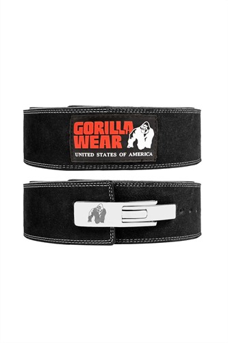 Gorilla Wear 4 Inch Leather Lever Belt - Black - L/XL