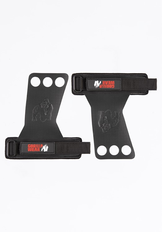 3-Hole Carbon Lifting Grips - Black - M