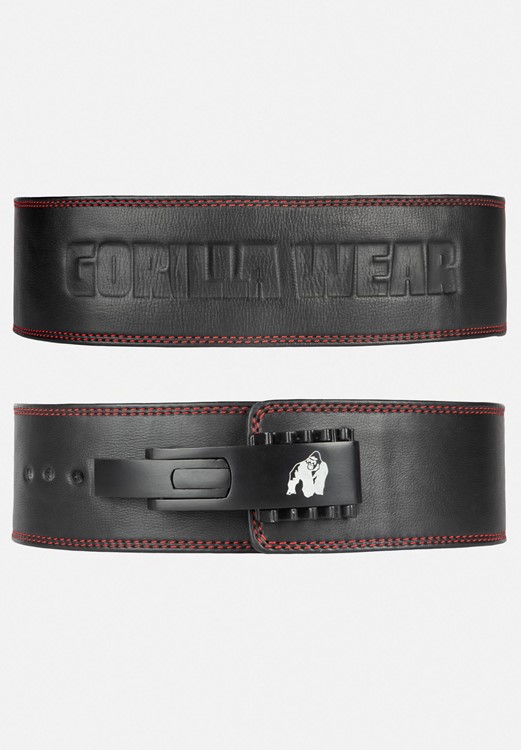 Gorilla Wear 4 Inch Premium Leather Lever Belt - Black - S/M