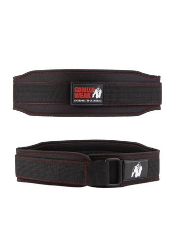 Gorilla Wear 4 Inch Women's Lifting Belt - Black/Red Stitched - S