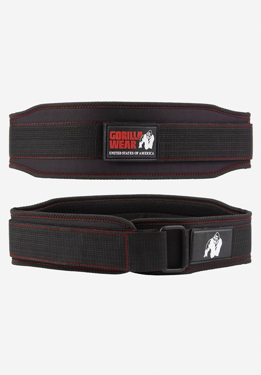 Gorilla Wear 4 Inch Women's Lifting Belt - Black/Red Stitched - L
