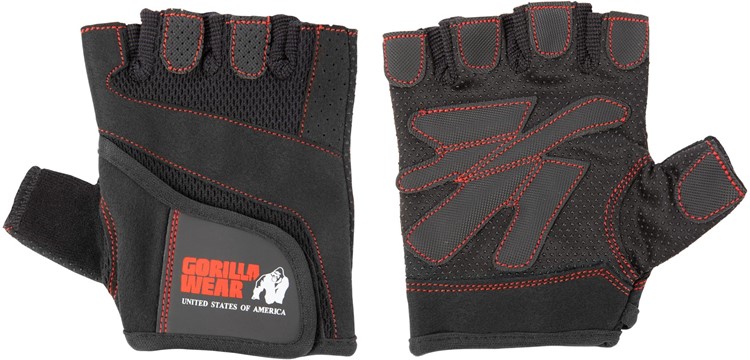 Women's Fitness Gloves - Black/Red Stitched - L