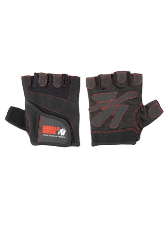 Women's Fitness Gloves - Black/Red Stitched - L