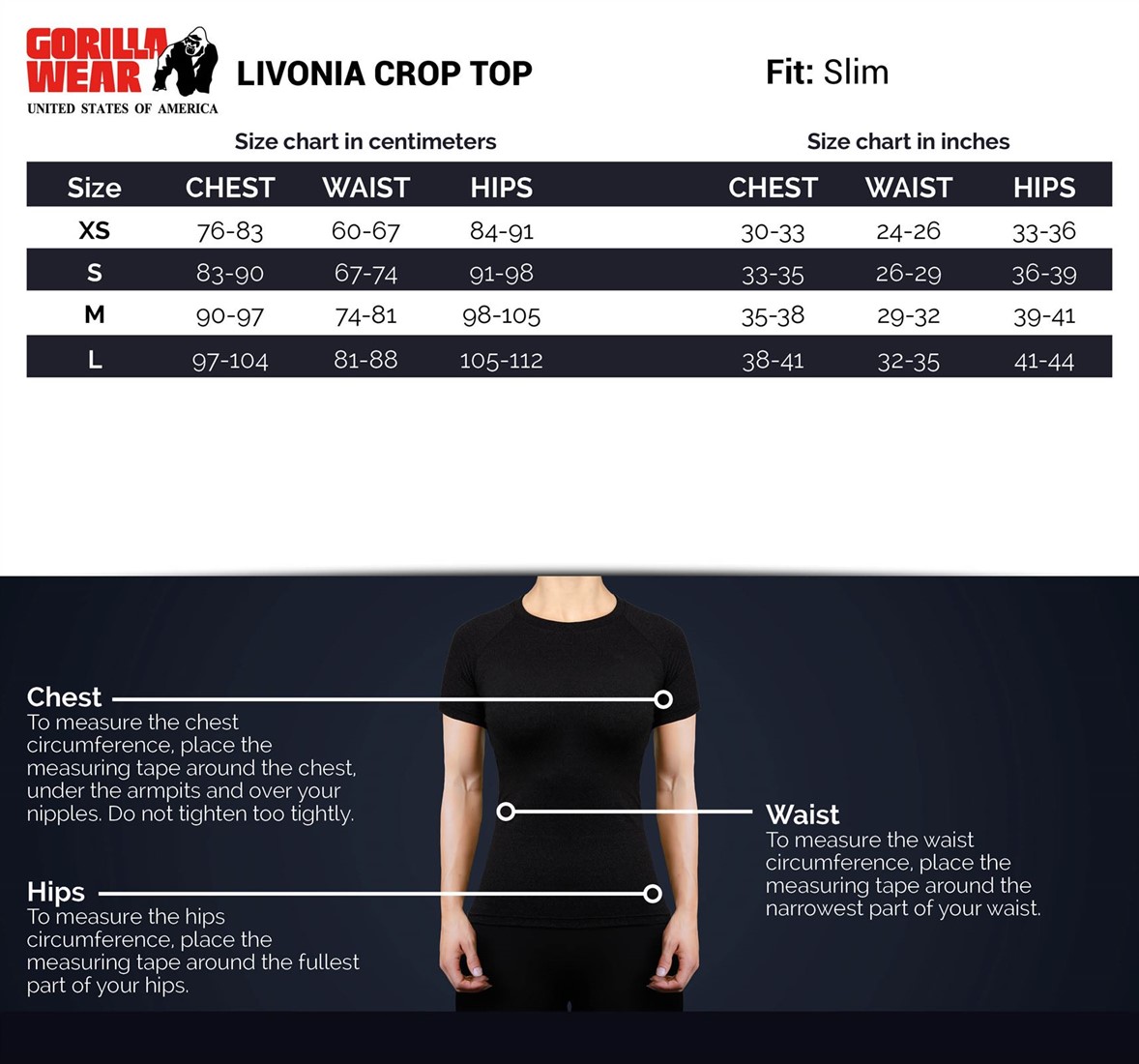 Livonia Crop Top - Black - L Gorilla Wear