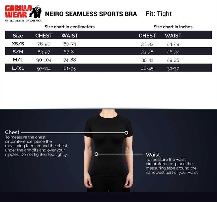 Neiro Bra size chart